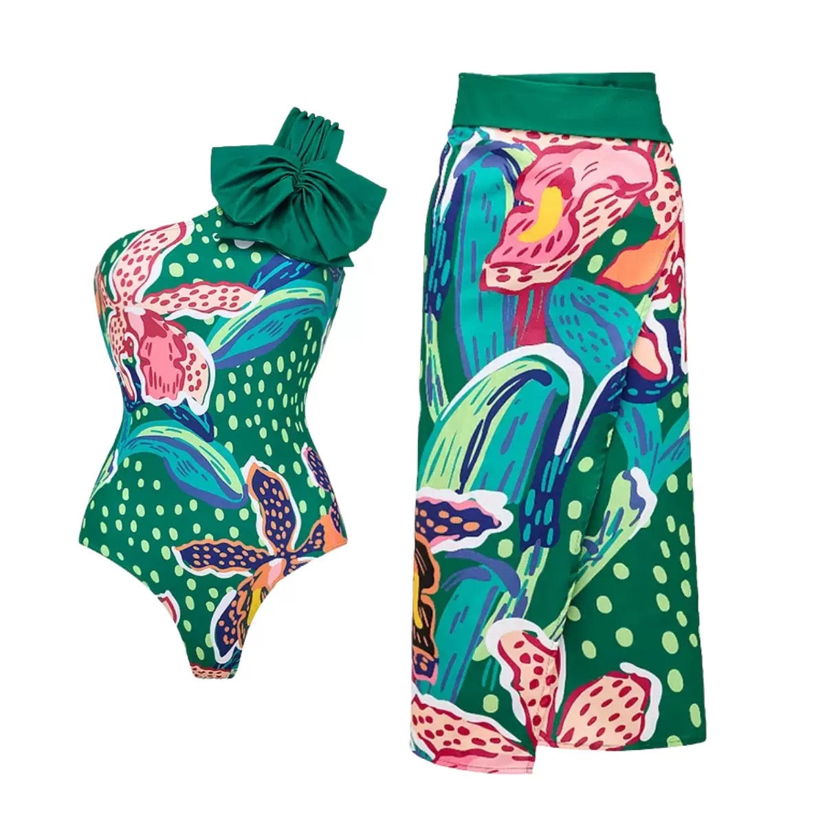 Paradise Pop Monokini And Sarong Set