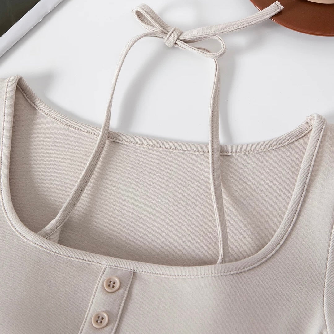 Sculpt Button Built-in Bra Top