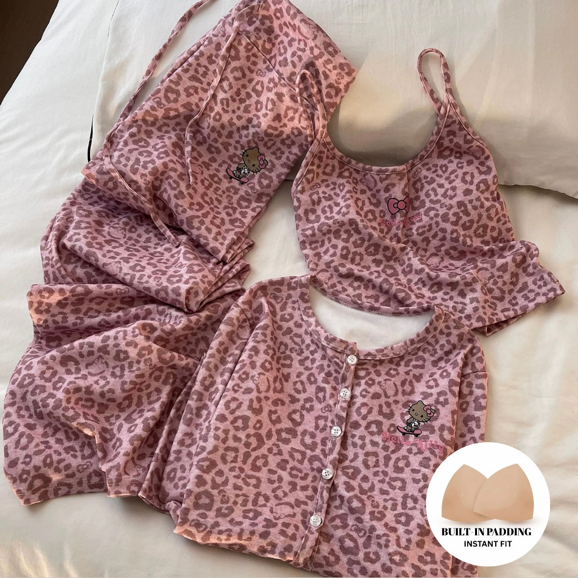 Pink Panthera Padded Nightsuit -3pc Set