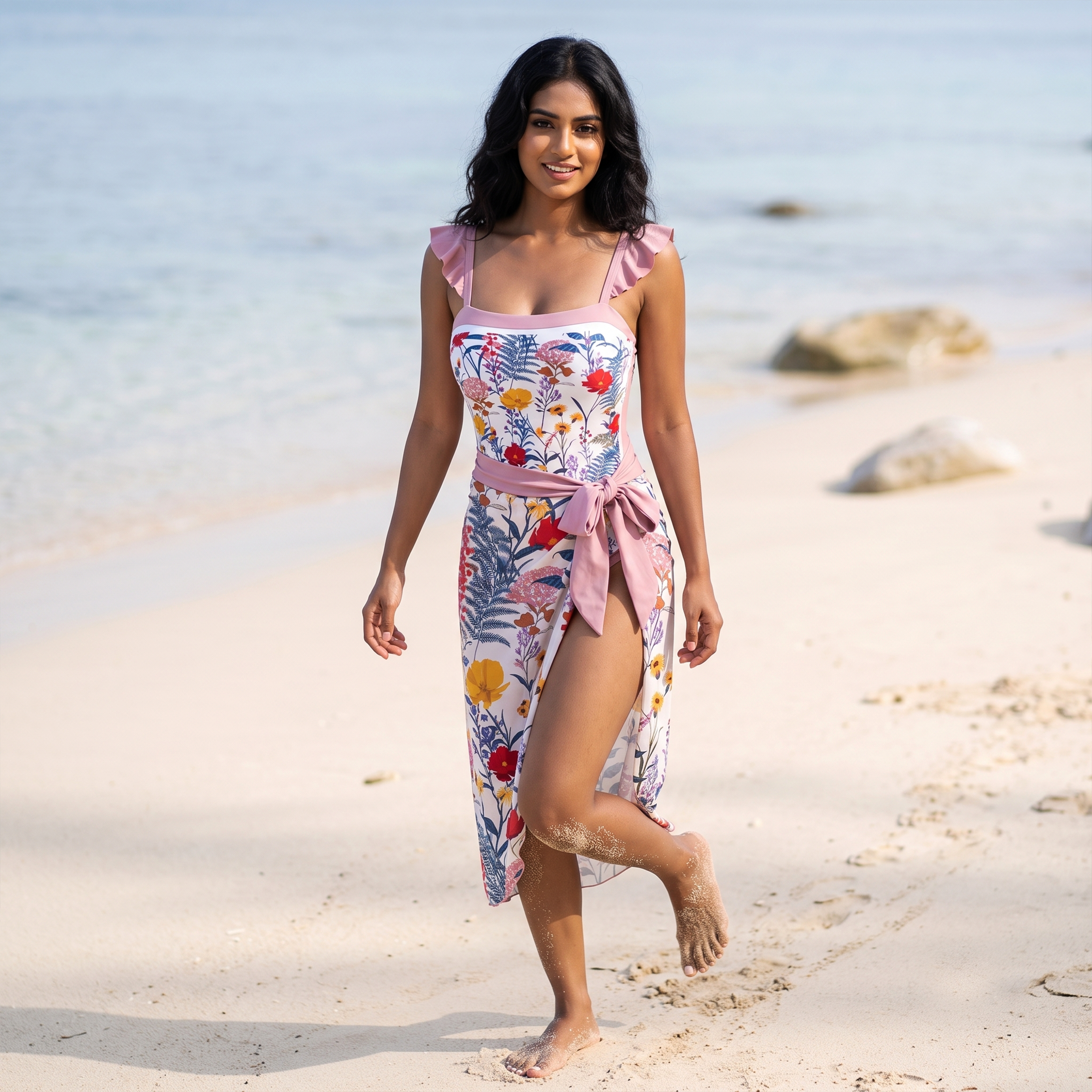 Zanvin Floral Bikini and Sarong Set