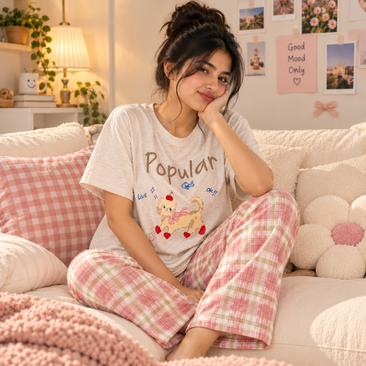 Pippa Check Padded Nightsuit - 3pc Set
