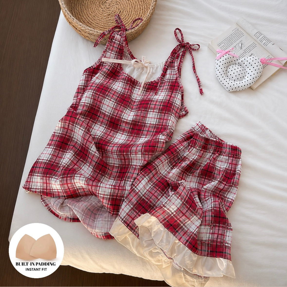 Tartan Tie Padded Nightsuit Set