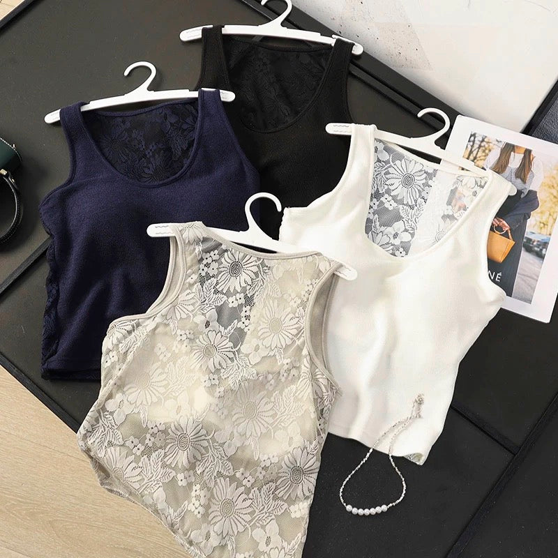 Floral Lace Backless Built-in Bra Top