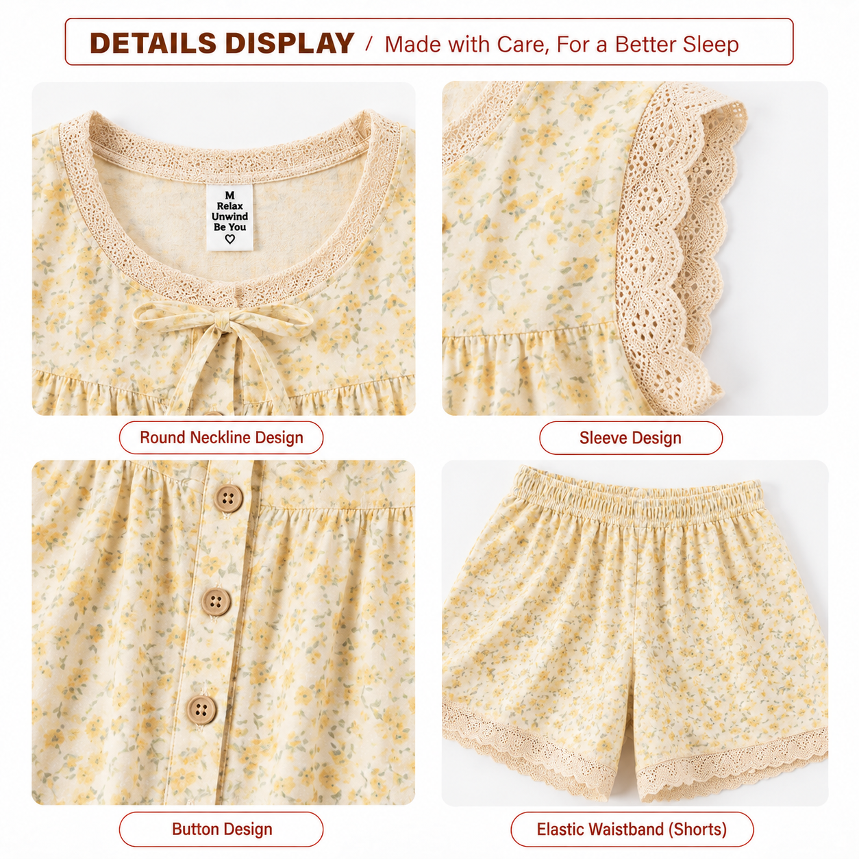 Dentelle Bow Padded Nightsuit Set