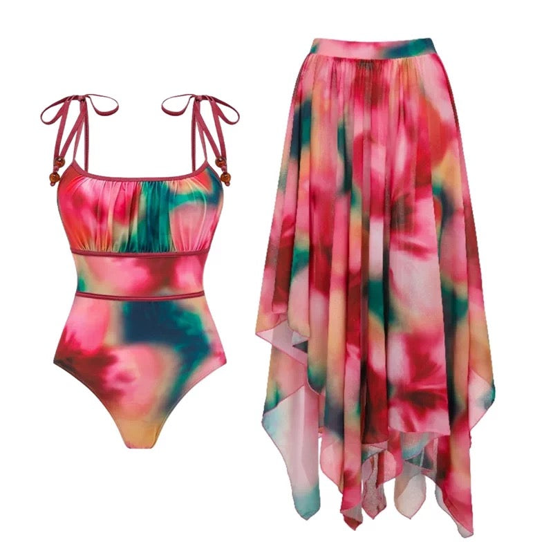 Rangrez Tie-Dye Monokini & Skirt Set