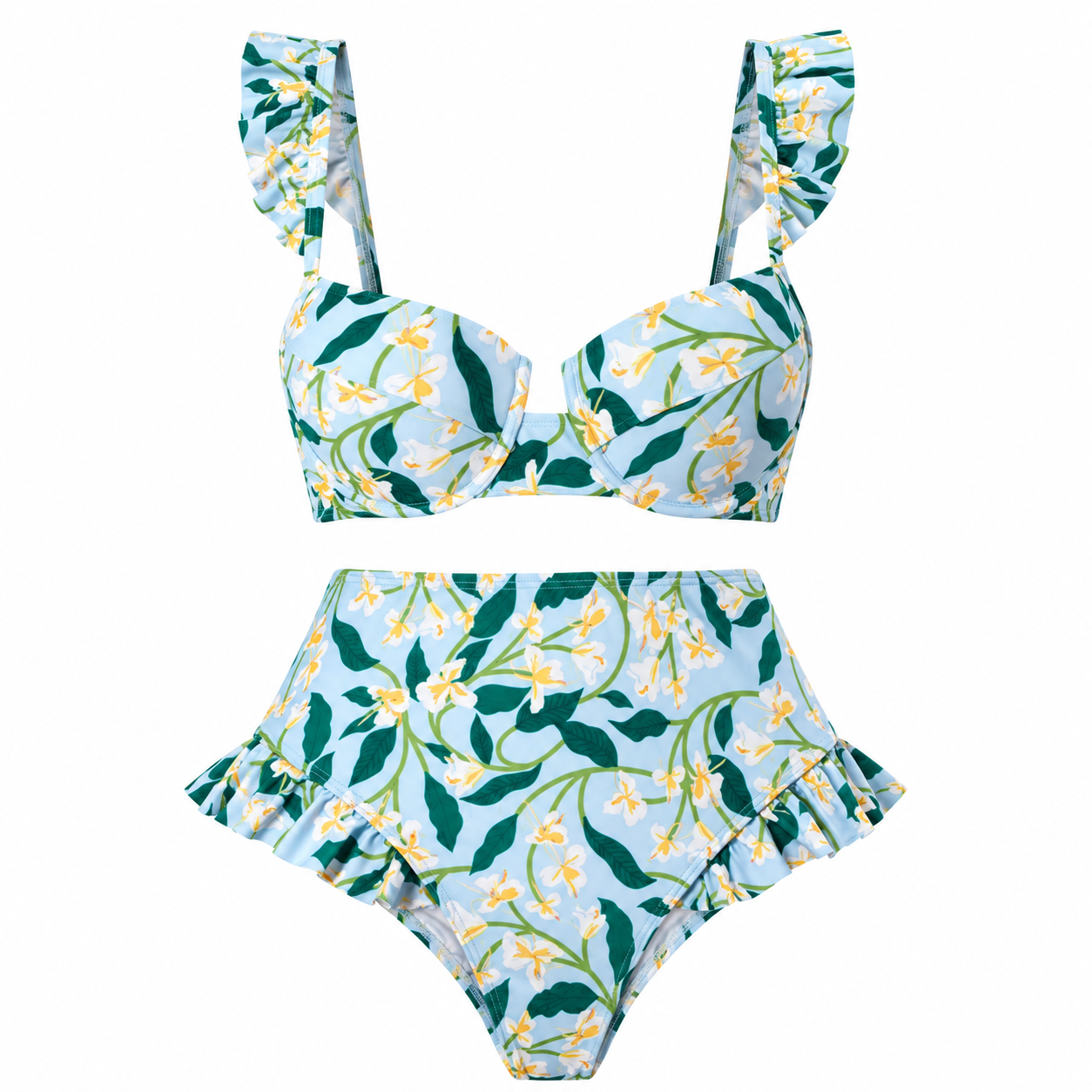 Floral Three Piece Bikini Set