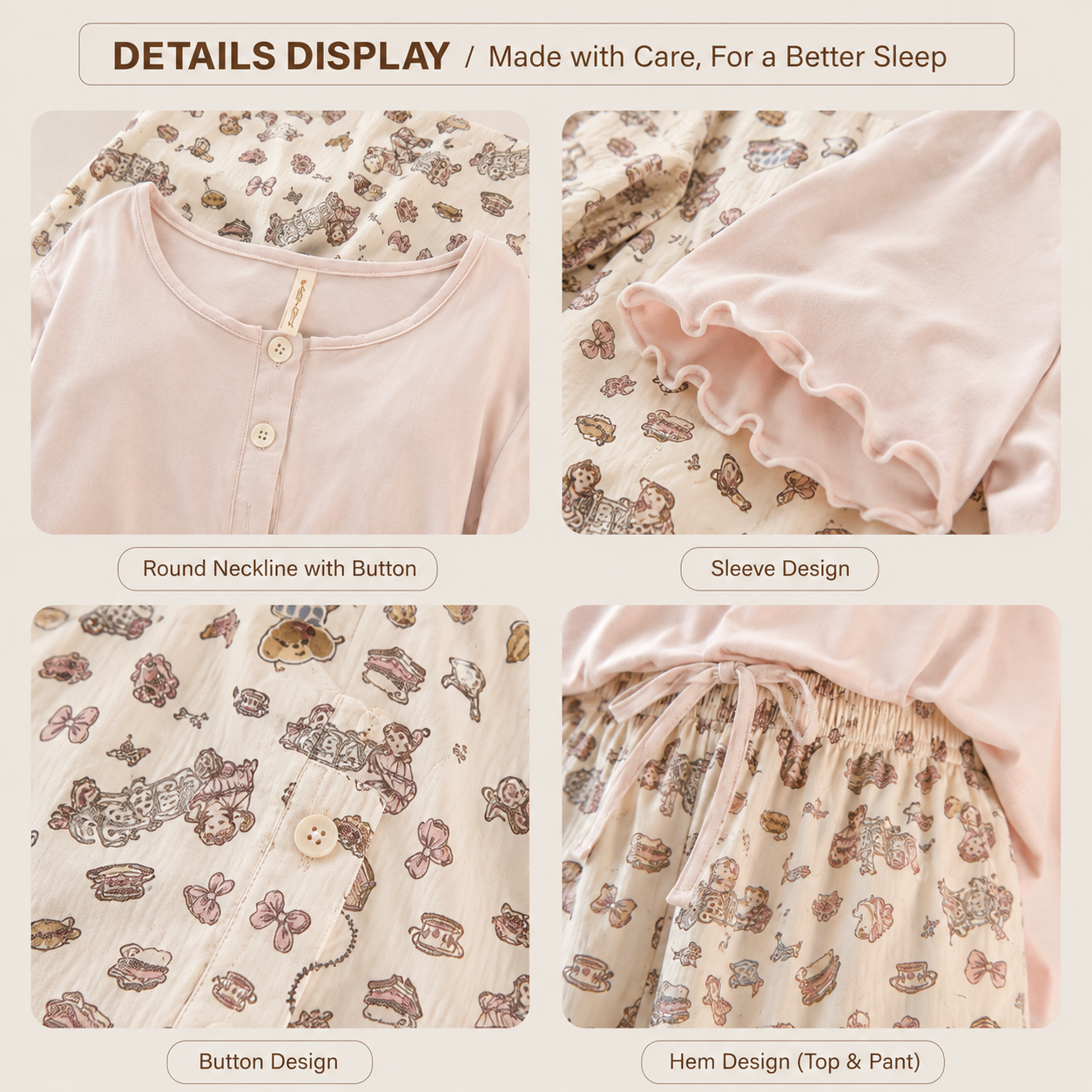 Little Paris Padded NightSuit- 3Pc Set