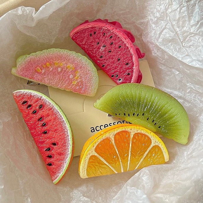 Fruit Slice Hair Clip - Set Of 4 ( Assorted )