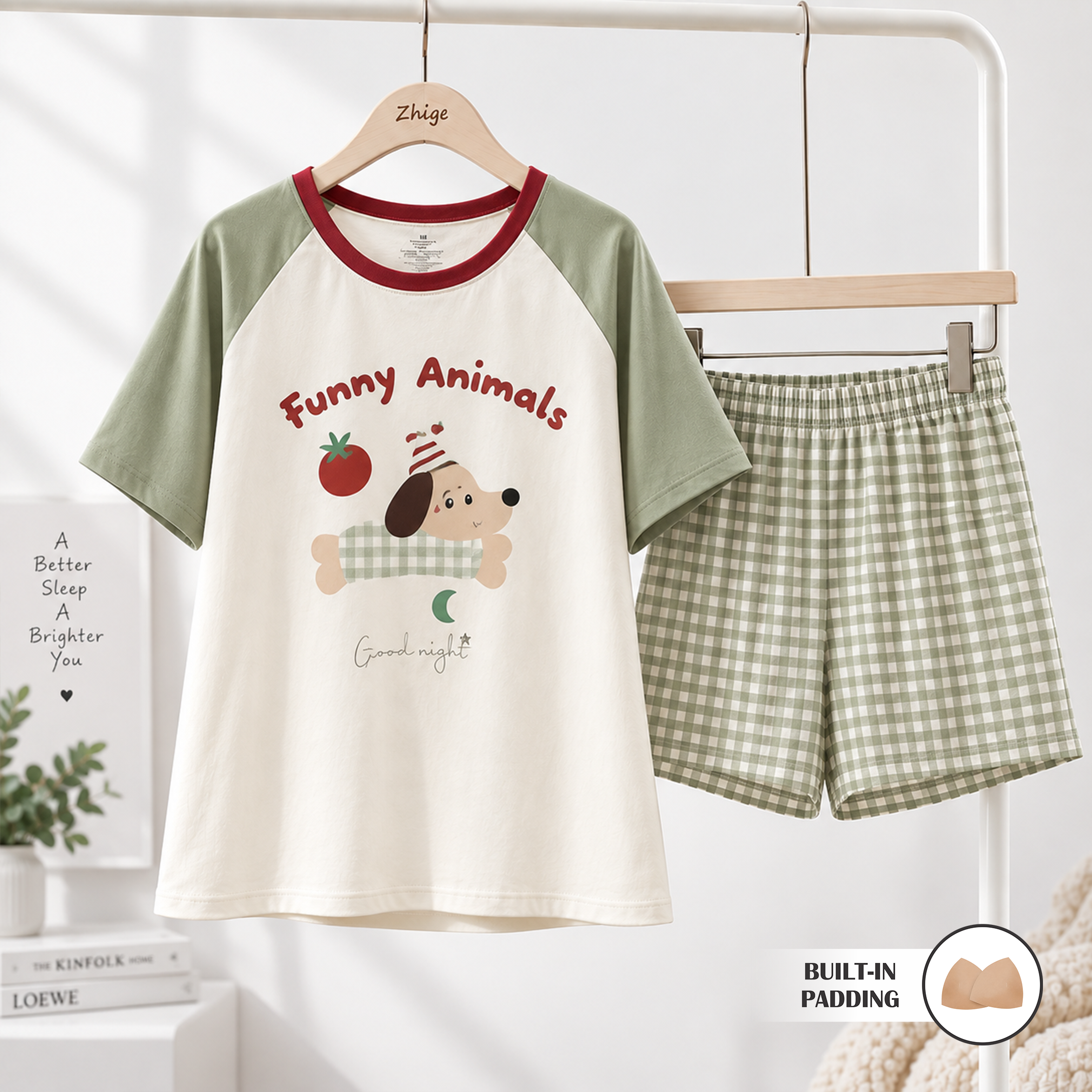 Bichon Summer Checks Padded Nightsuit Set