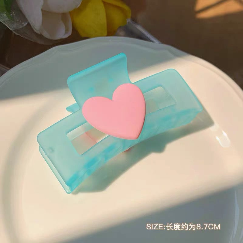 Sweet Heart & Bow Claw Clip