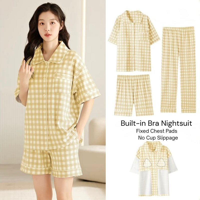 Cairo Checks Three Piece Padded Nightsuit