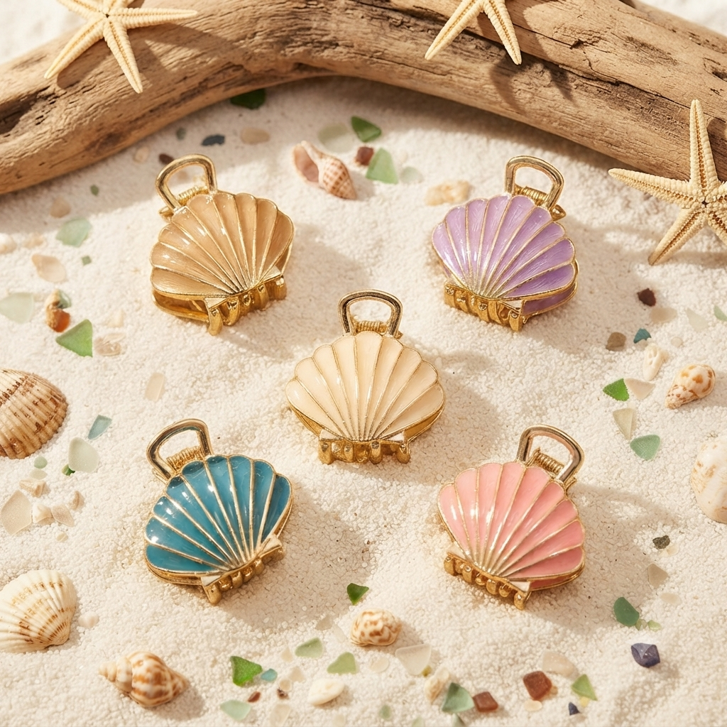 Enamel Shell Metallic Claw Clips