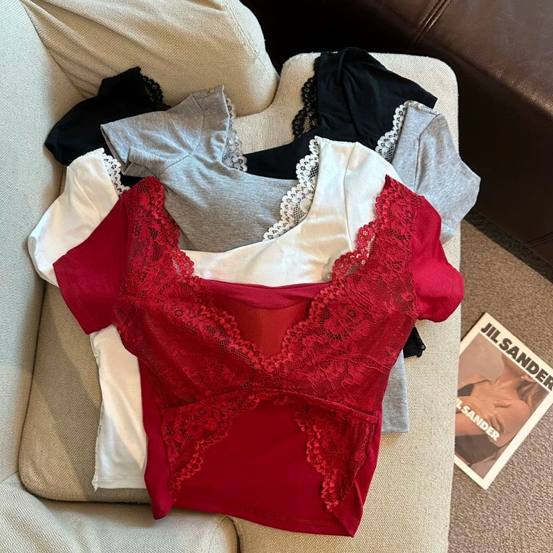 Butterfly Open-Back Lace Built-in Bra Top