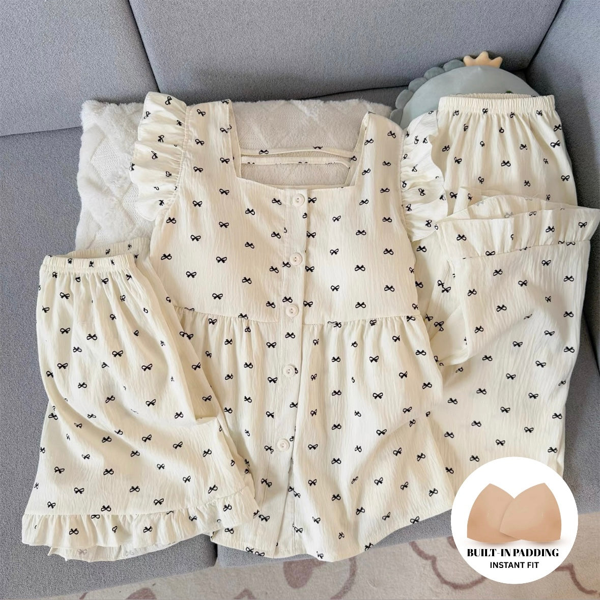 Ribbon Era Padded Nightsuit -3pcs Set