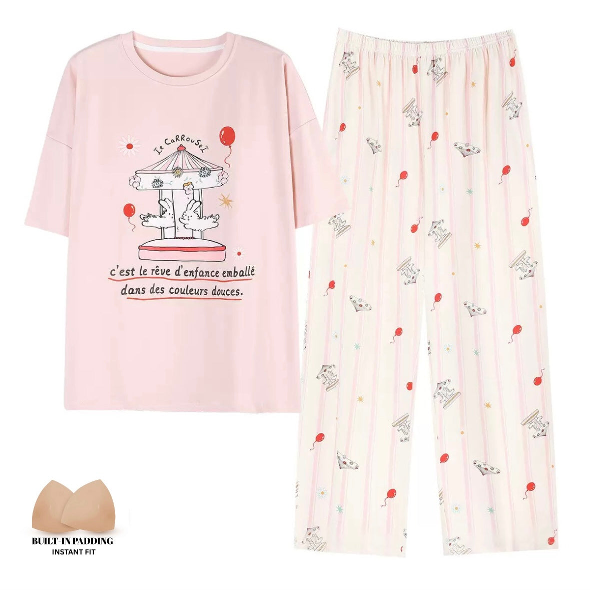 Whimsical Carousel Padded Nightsuit Set