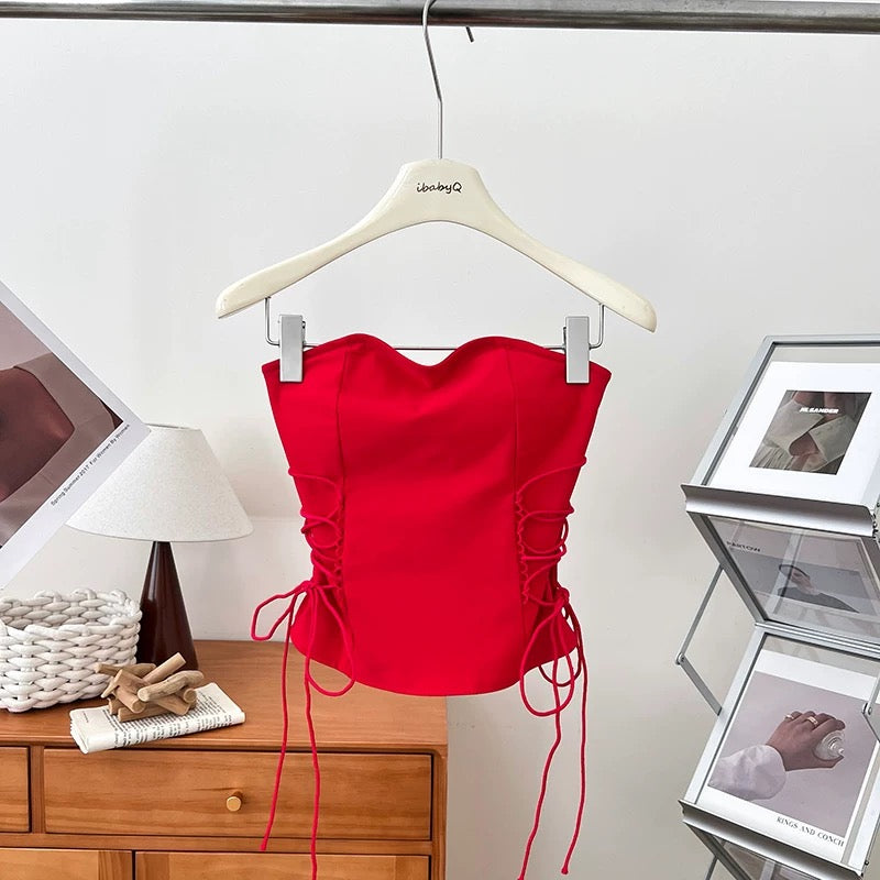 Side Cinch Built-in Bra Tube Top