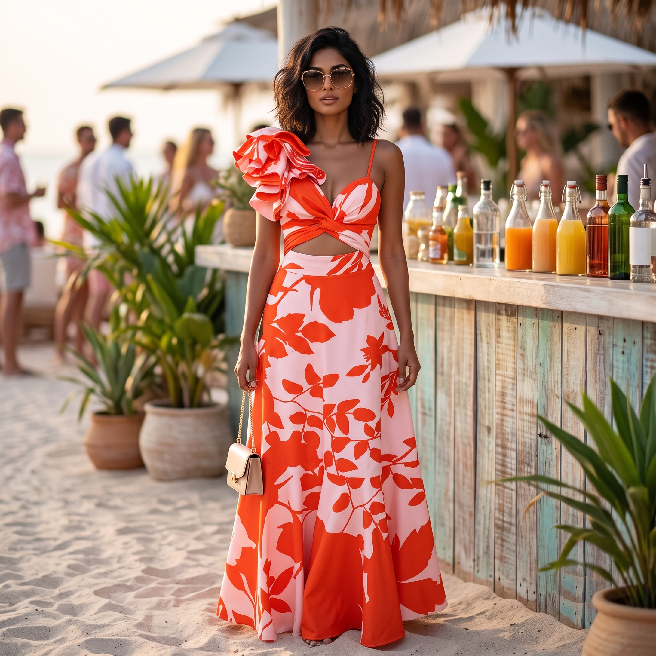Tropical Bloom Monokini and Maxi Skirt Set