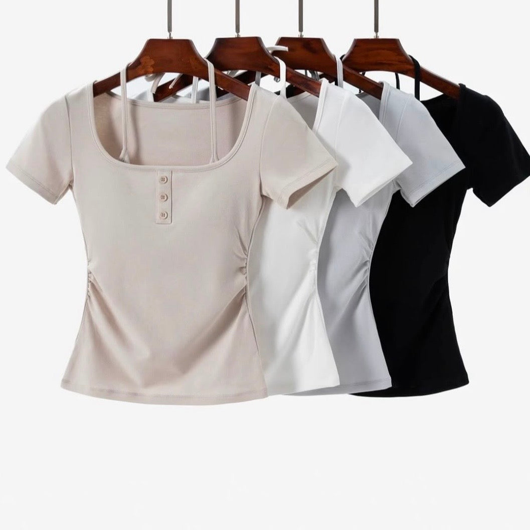 Sculpt Button Built-in Bra Top