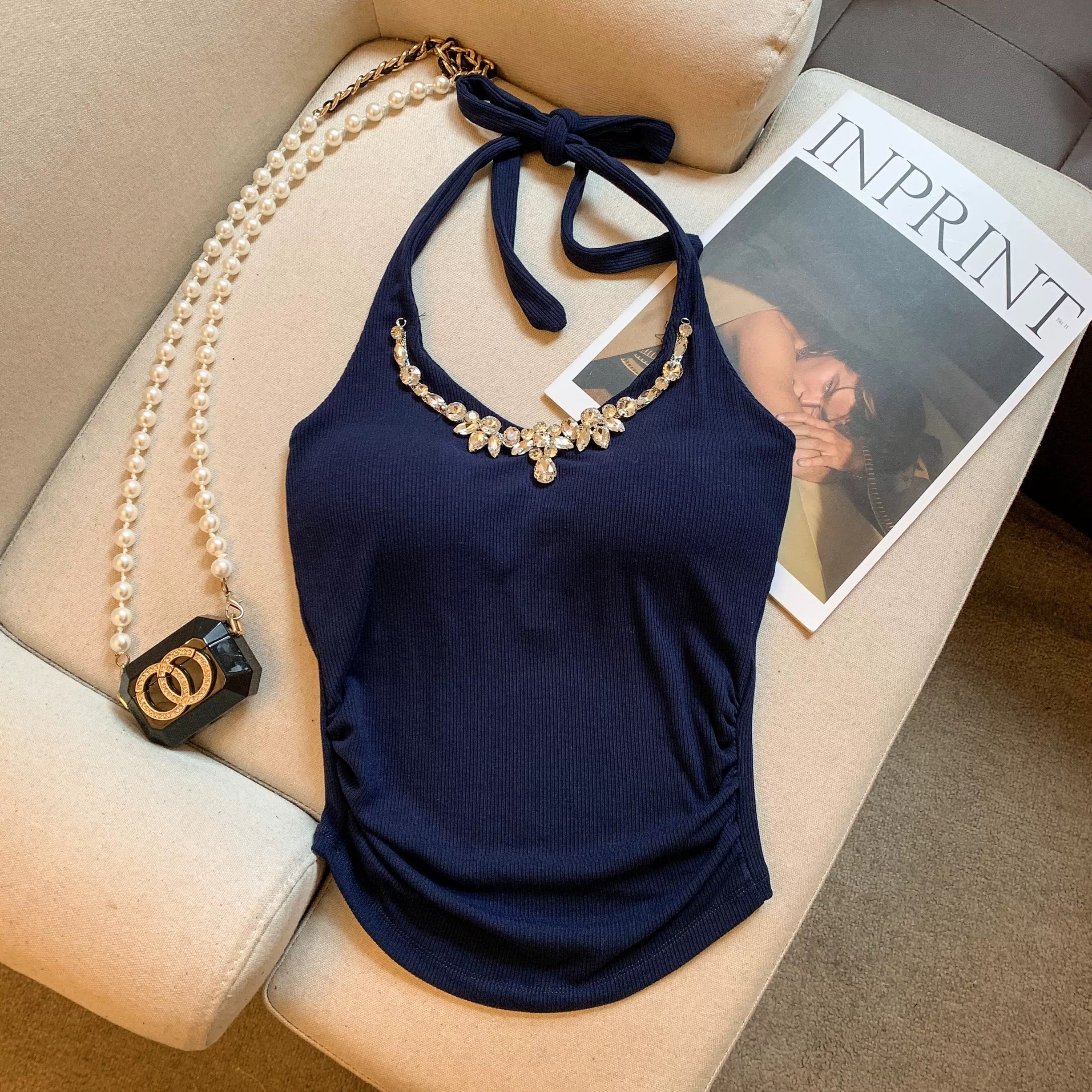 Jewel Kiss Built-in Bra Halter Top