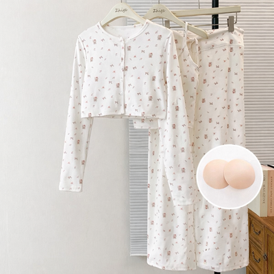 Kitty Cuddle Padded Nightsuit -3pc Set