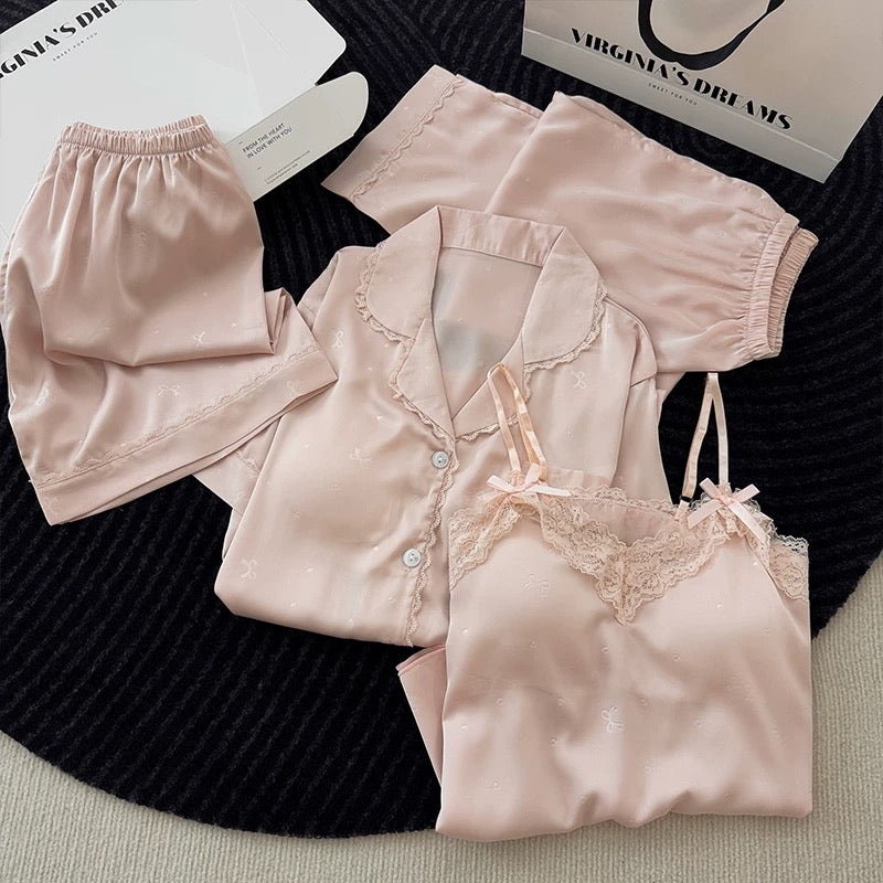Serenade Satin Padded Nightsuit Set - 4pc Set