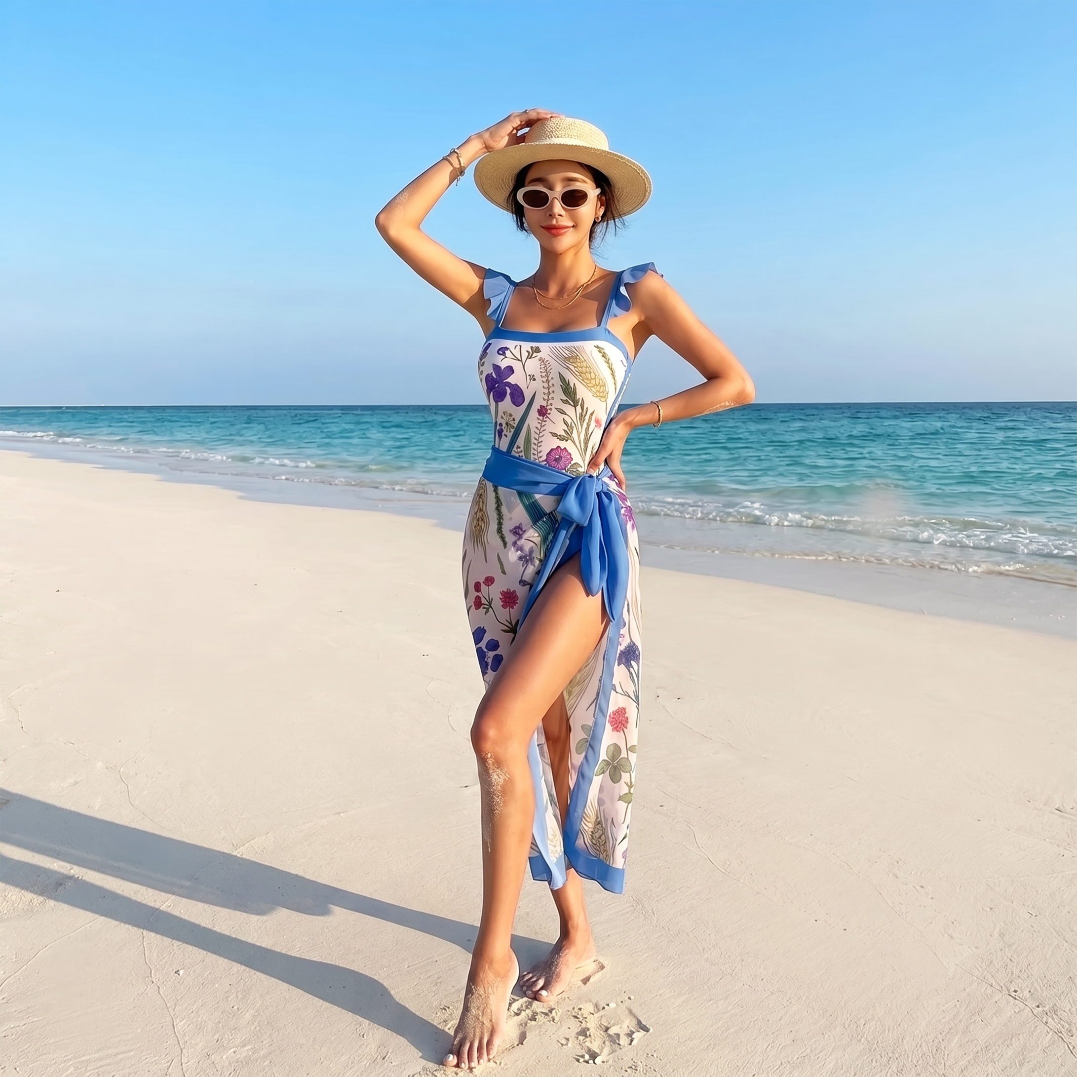 Zanvin Floral Bikini and Sarong Set