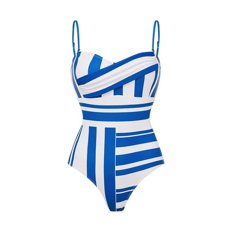 Marine Stripe  Monokini With Skirt Set
