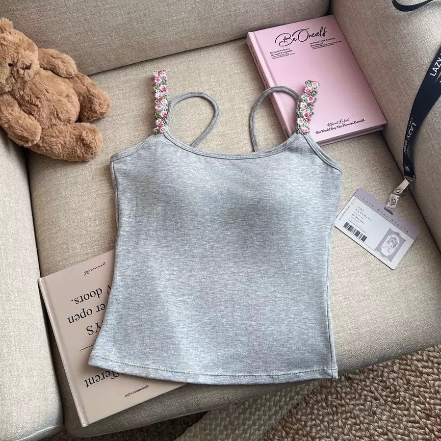 Floral Strap Built-In Bra Top