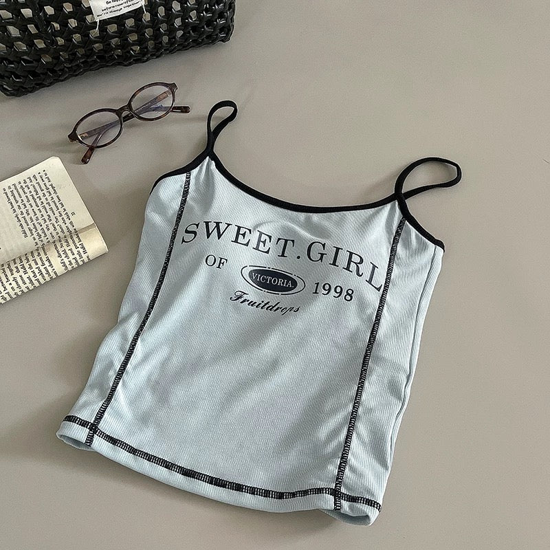 Retro Graphic Built-In Bra Tank Top