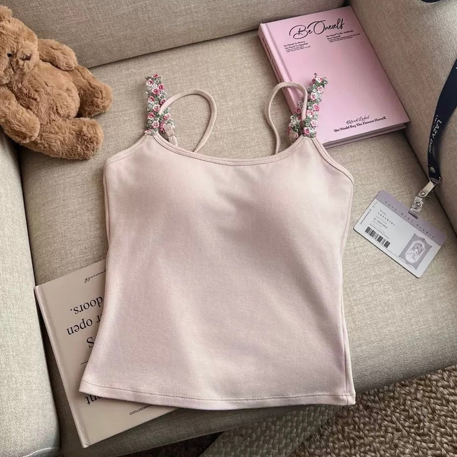 Floral Strap Built-In Bra Top