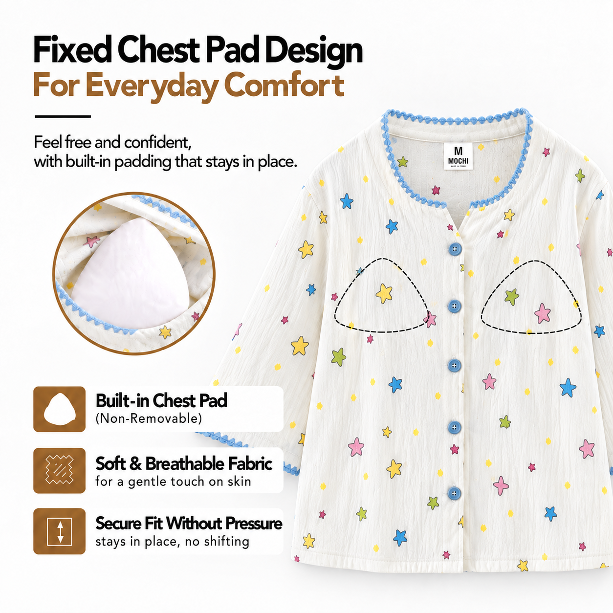 Starlit Slumber Padded Nightsuit - 3pc Set