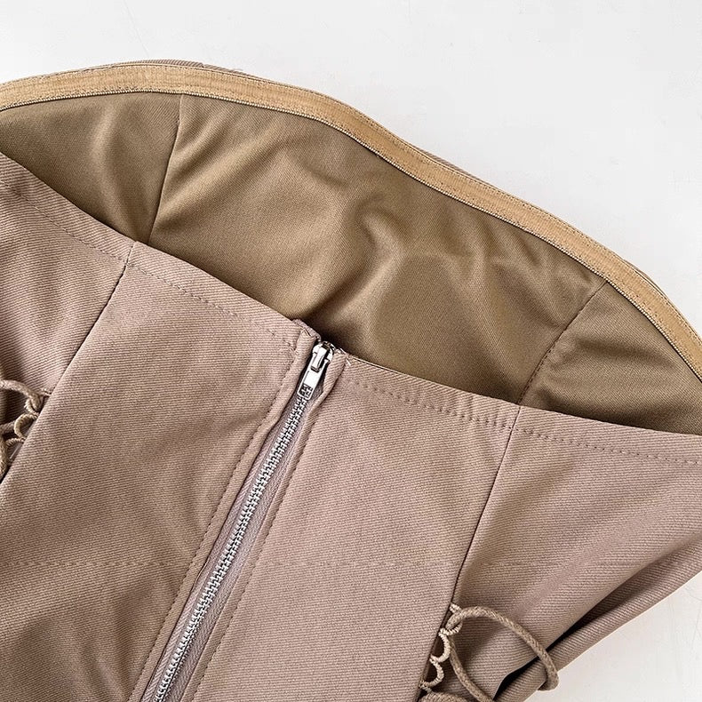 Side Cinch Built-in Bra Tube Top