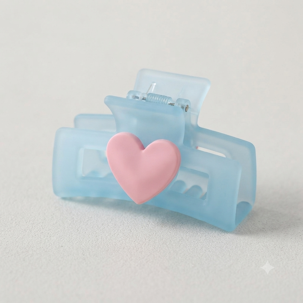 Sweet Heart & Bow Claw Clip