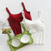 Crimson Ribbed Built-In Bra Camisole