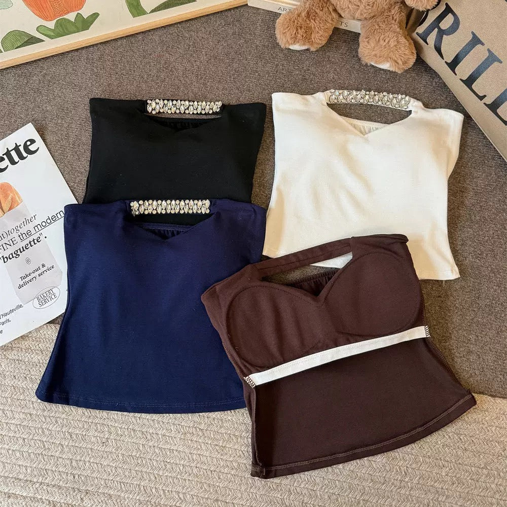 Dazzle Neck Built-in Bra Tube Top