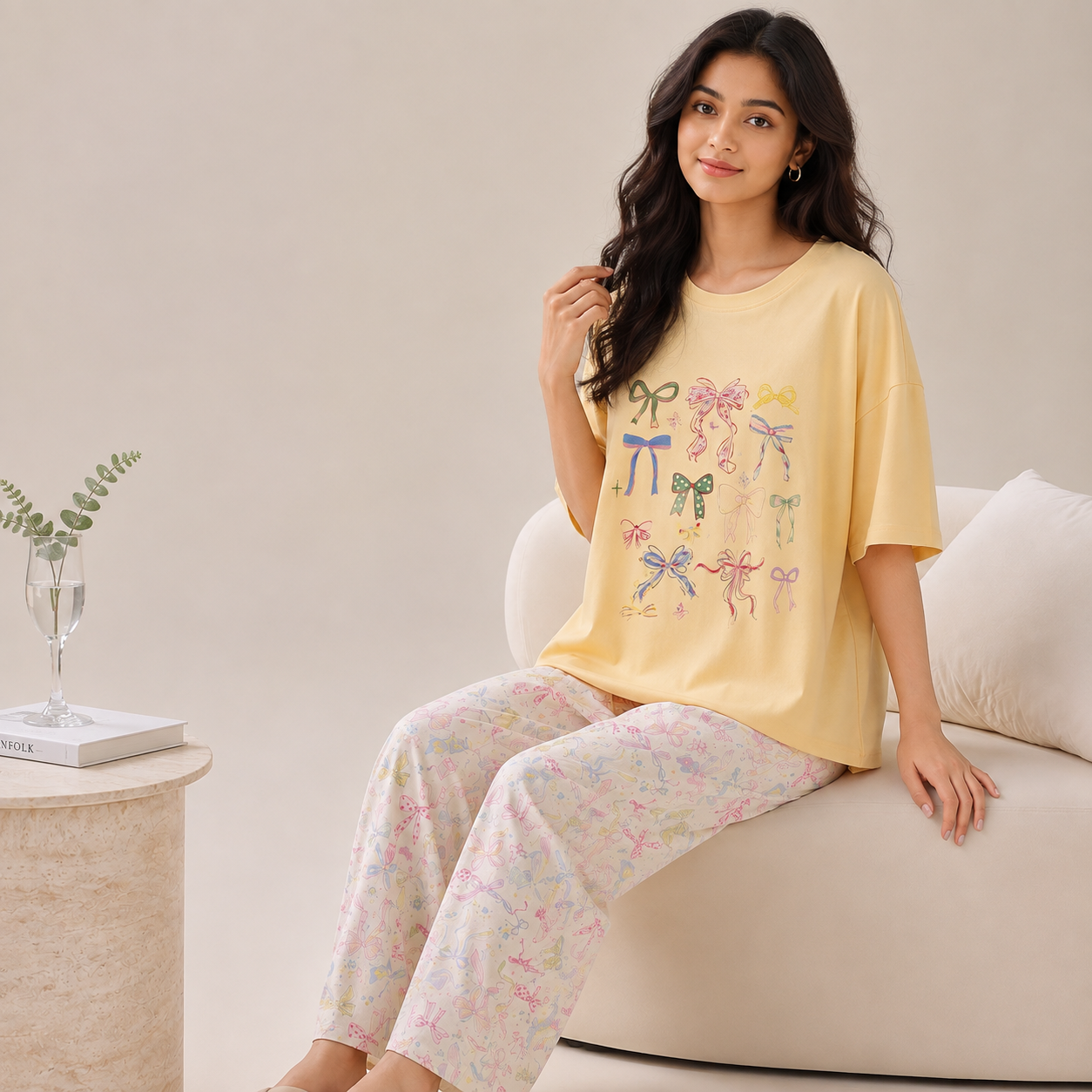 Ribbon Melody Padded Nightsuit Set