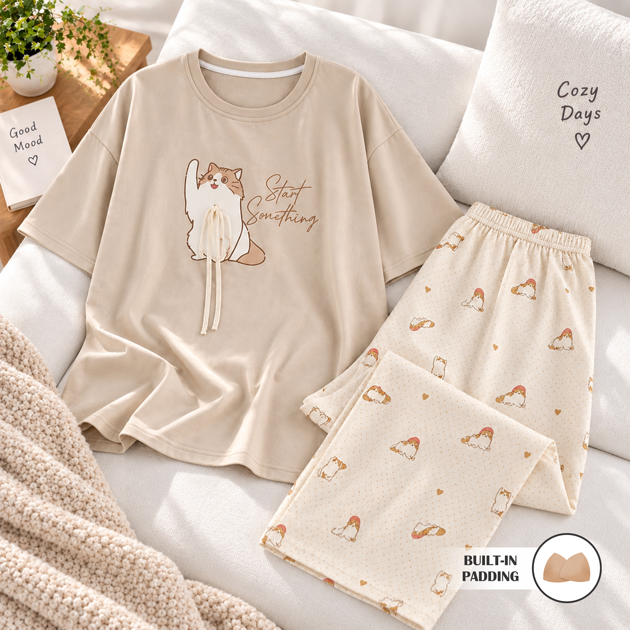 Curious Kitty Padded Nightsuit Set