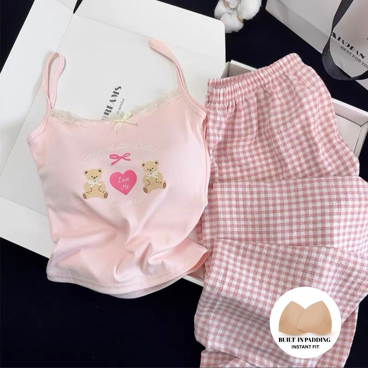 Soft Touch Gingham Padded Nightsuit Set