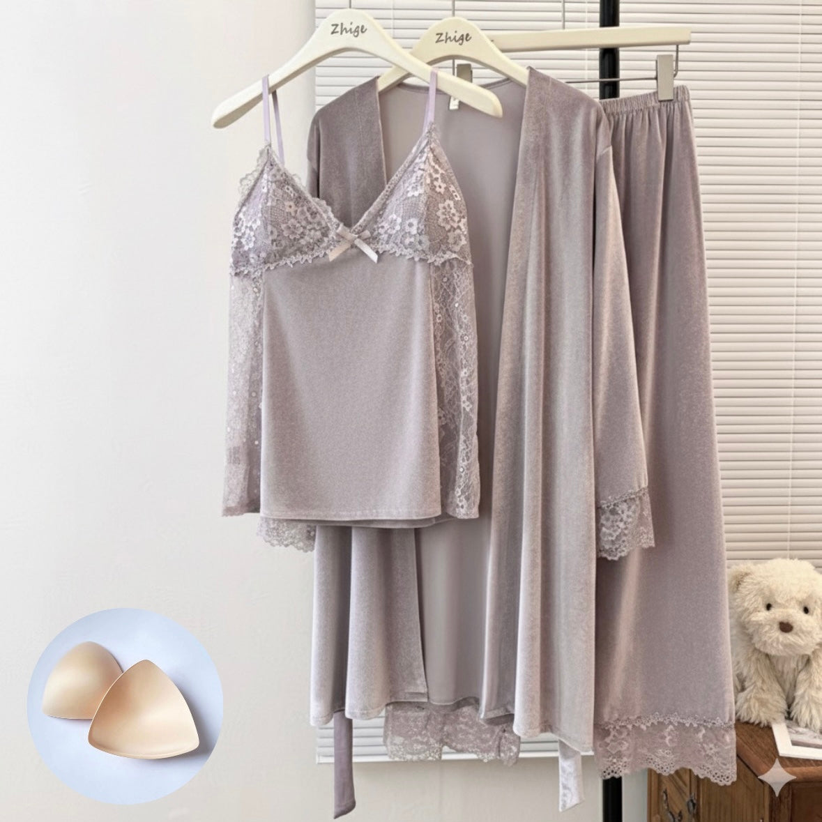 Trosa Dream Velvet Padded Nightsuit - 3pc Set