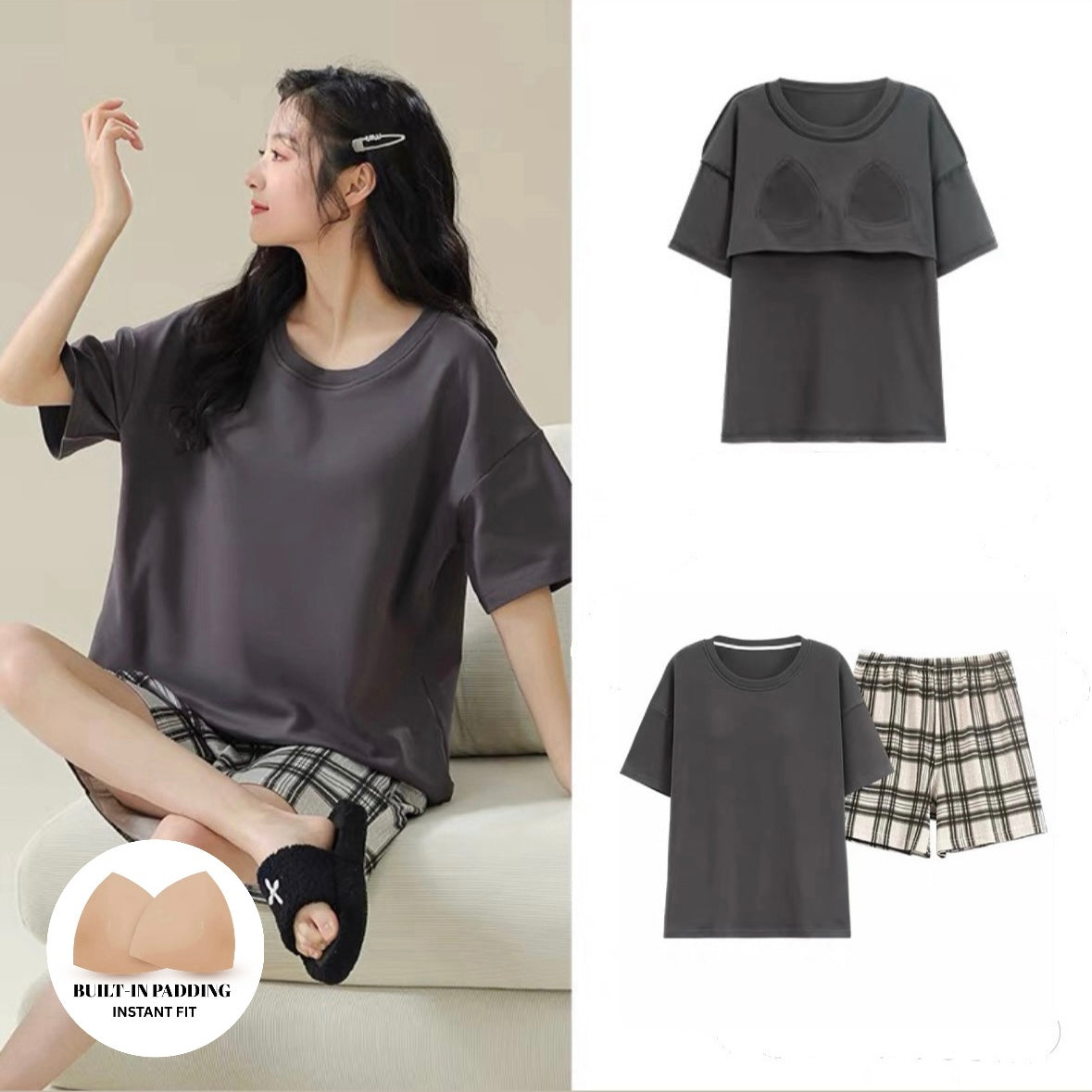 Carbon Calm Padded Nightsuit Set