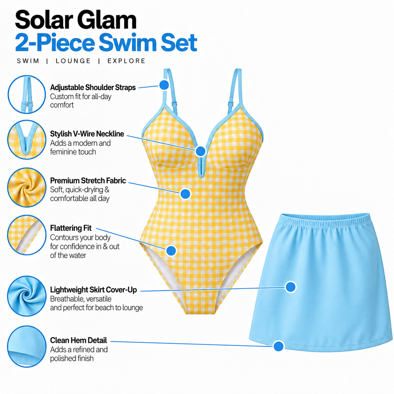 Lemonade Splash Monokini With Skirt Set