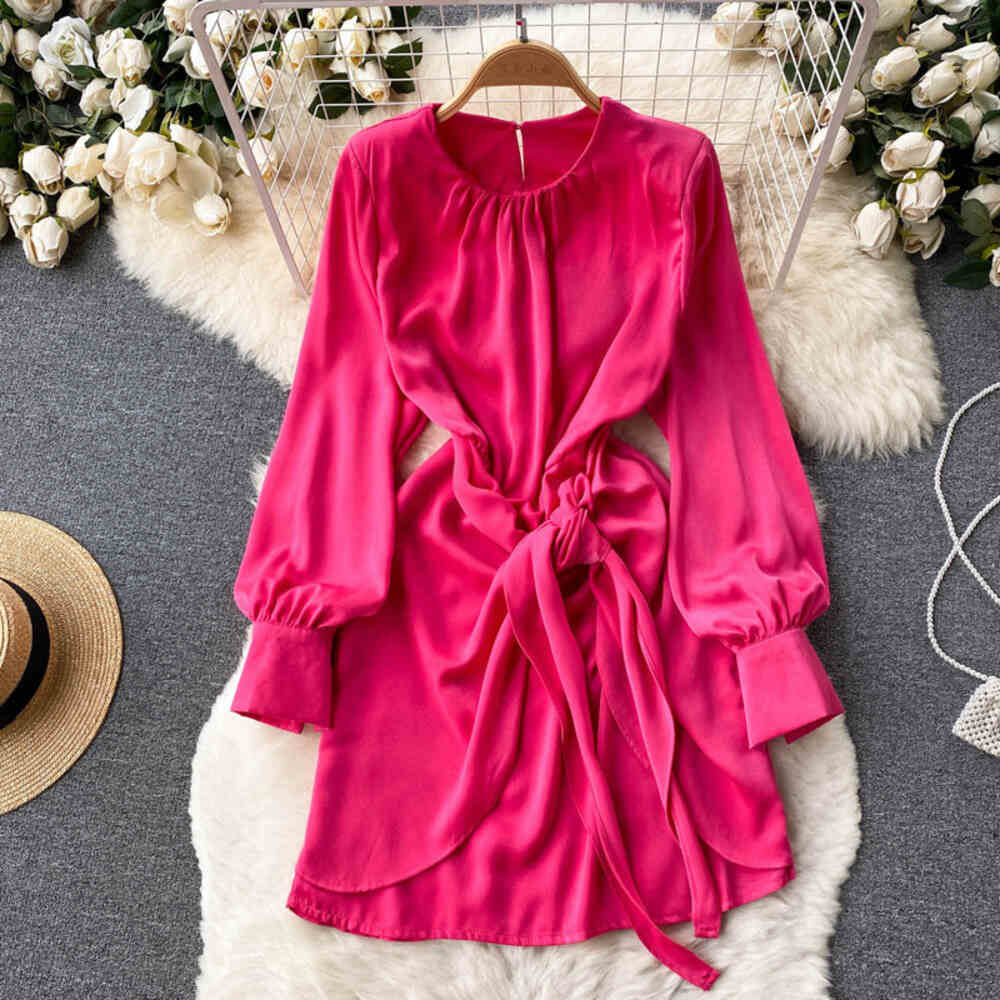 Hayle lantern sleeves satin dress