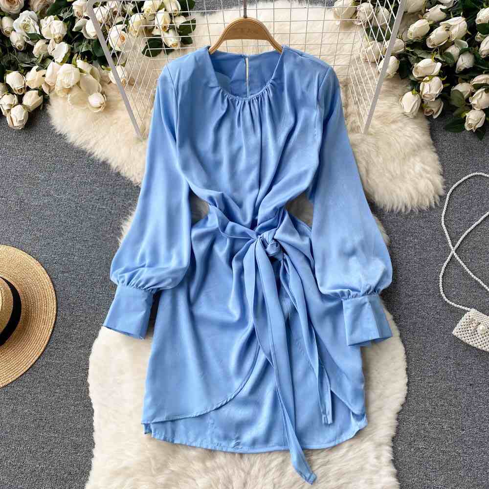 Hayle lantern sleeves satin dress