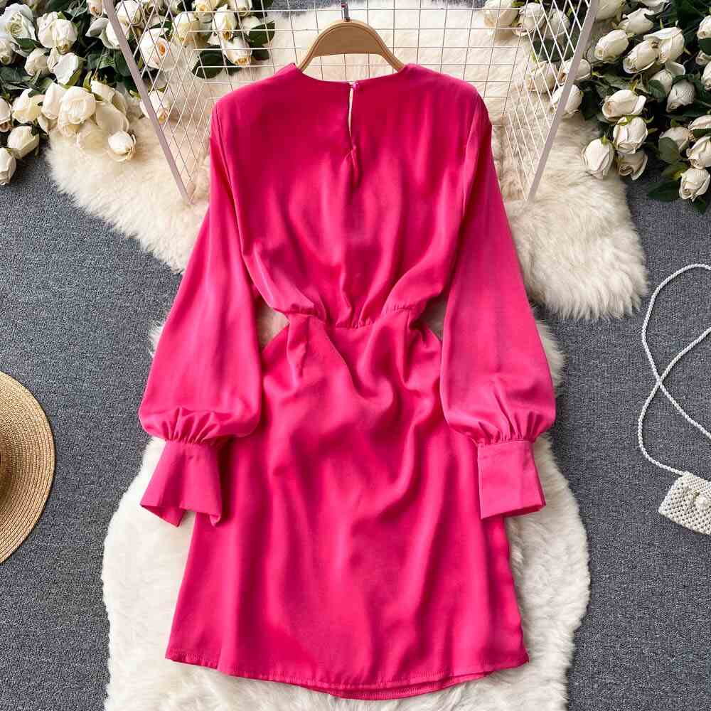 Hayle lantern sleeves satin dress