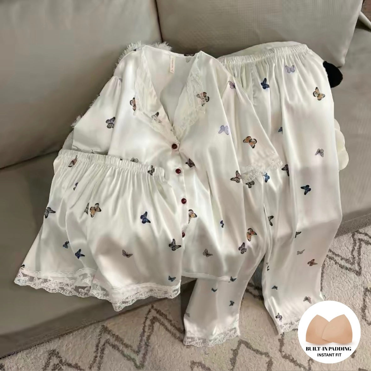 Butterfly Bliss padded Nightsuit- 3pc Set