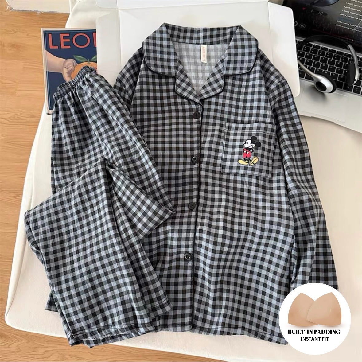Charcoal Check Padded Nightsuit Set