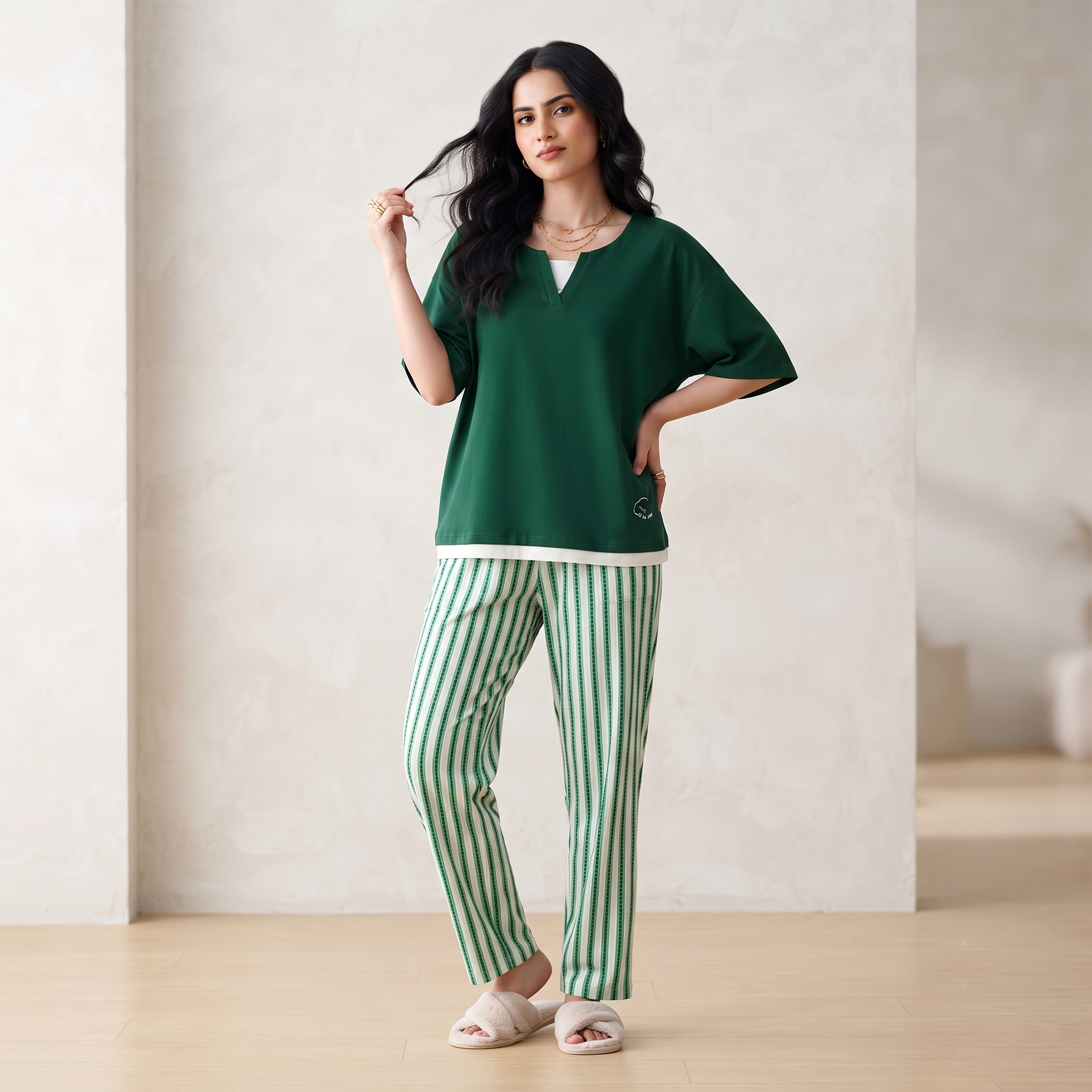 Pine Stripe Padded Nightsuit Set