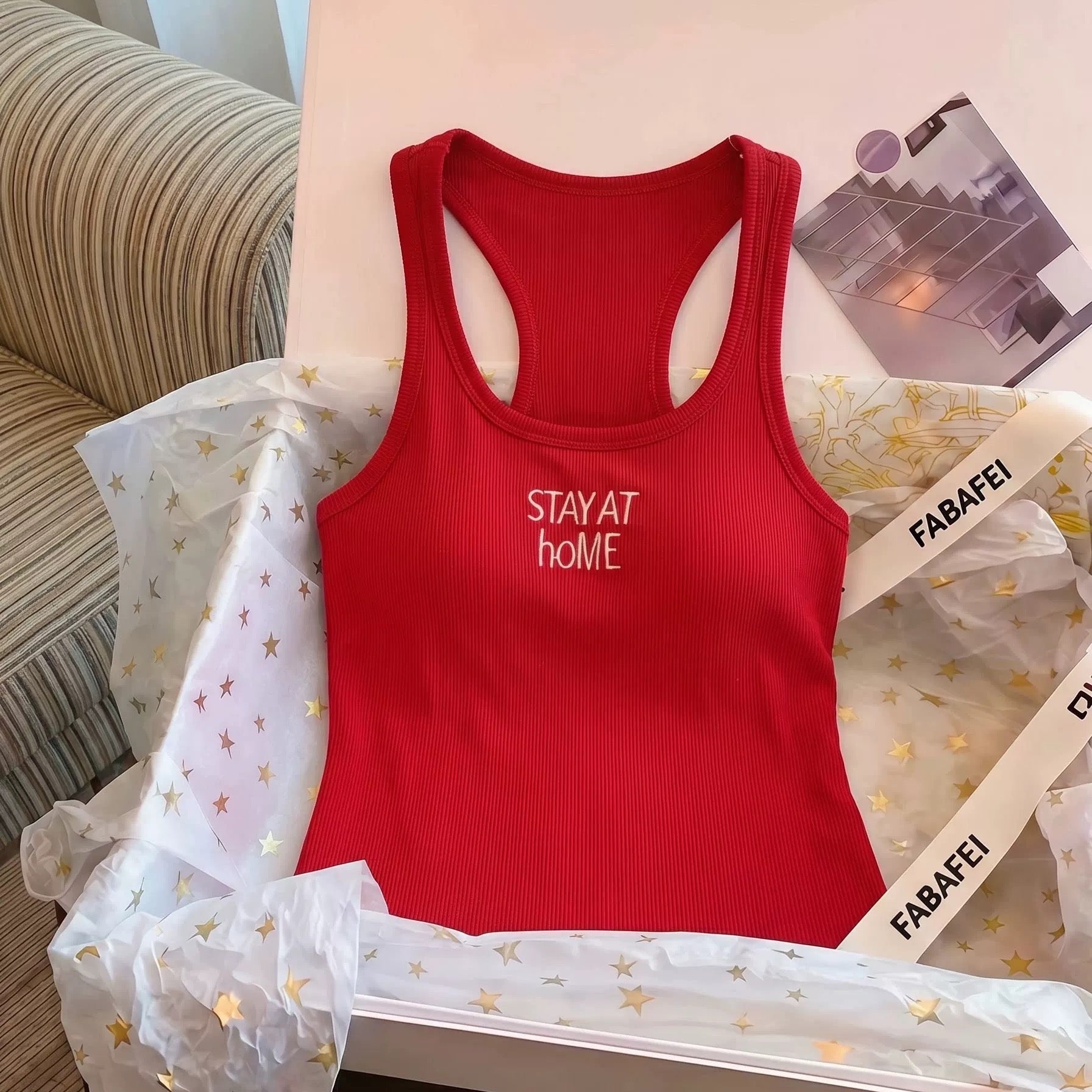 Lazy Day Racerback Built-in Bra Top