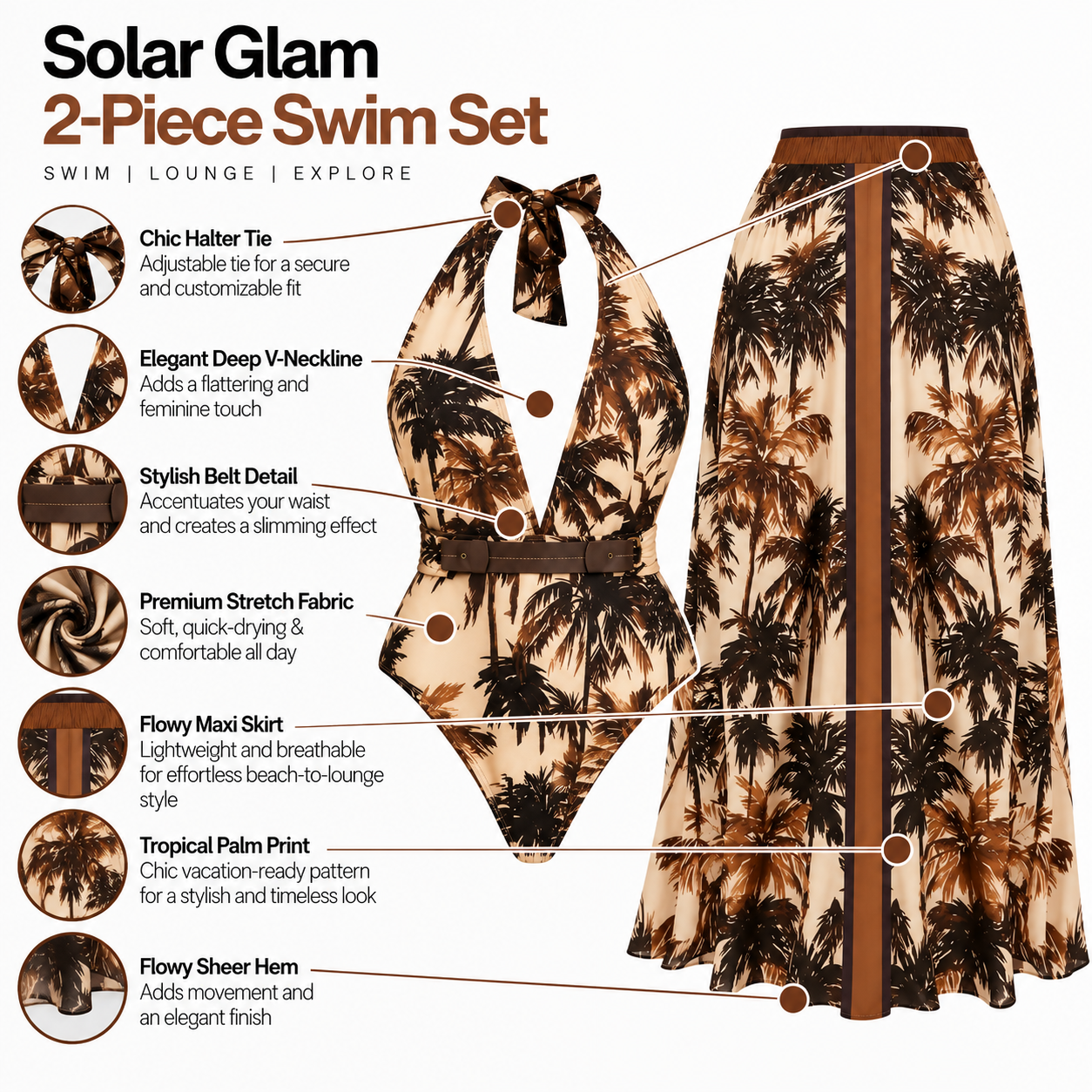 Wild Palm Monokini With Skirt Set