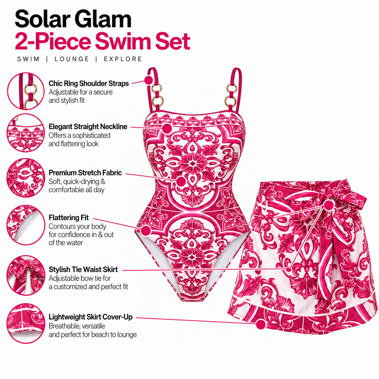 Combalt Royale Luxe Monokini With Skirt Set